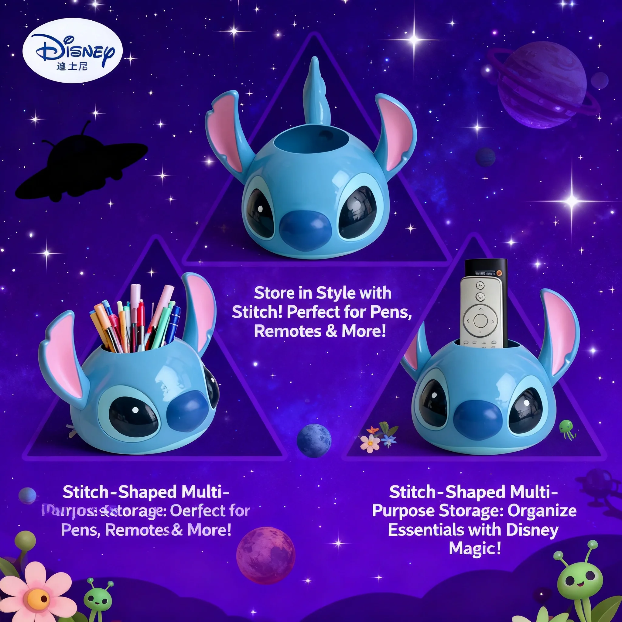 

Держатель для ручек Disney Stitch, милый дизайн с персонажами аниме, очаровательный органайзер для студентов, канцелярские принадлежности для офиса и школы, украшение для рабочего стола