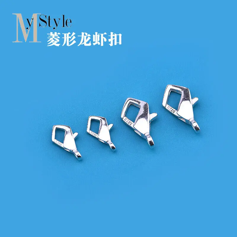 S925 Sterling Silver Elegant Fashion Diamond QQ Buckle Hand-Woven Handmade Ornament DIY Accessories Material Clasps Hooks