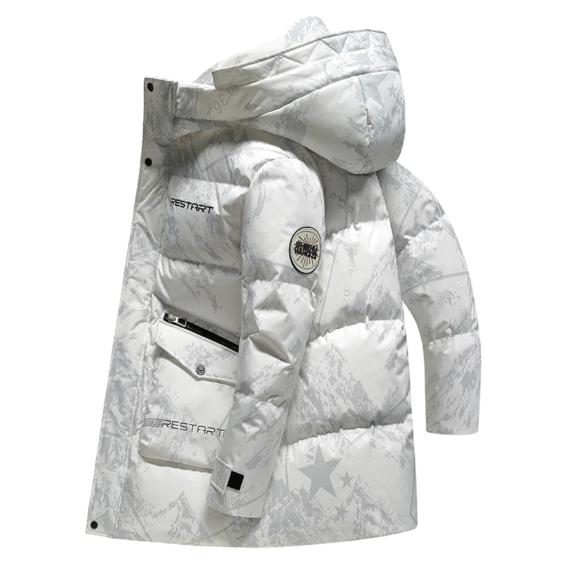 Winter 90% White Duck Down Jacket For Men Luxury Brand Top Quality Waterproof Windbreaker Hooded Long   Outwear