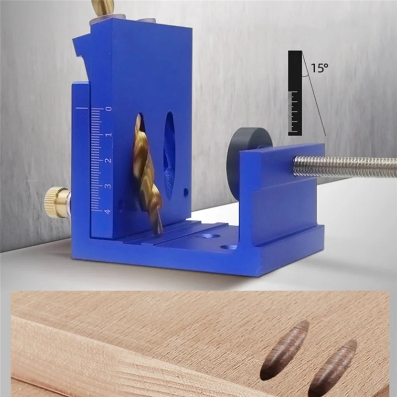 

Pocket Hole Drill Guide Dowel Jig, Aluminium Oblique Hole Locator Drilling Kit Woodworker DIY Tools With 9Mm Drill Bit Durable B