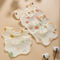 3PCS Cotton Gauze Baby Feeding Bibs Summer Soft Petal Baby Printed Drooling Towel Newborn Toddler Baby Burp Cloth Children' Bib