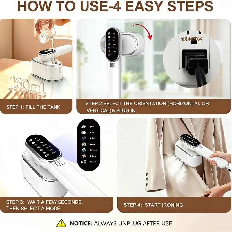 Steam Hanging Iron Household Multi-gear Electric Iron English Version 160ml Iron