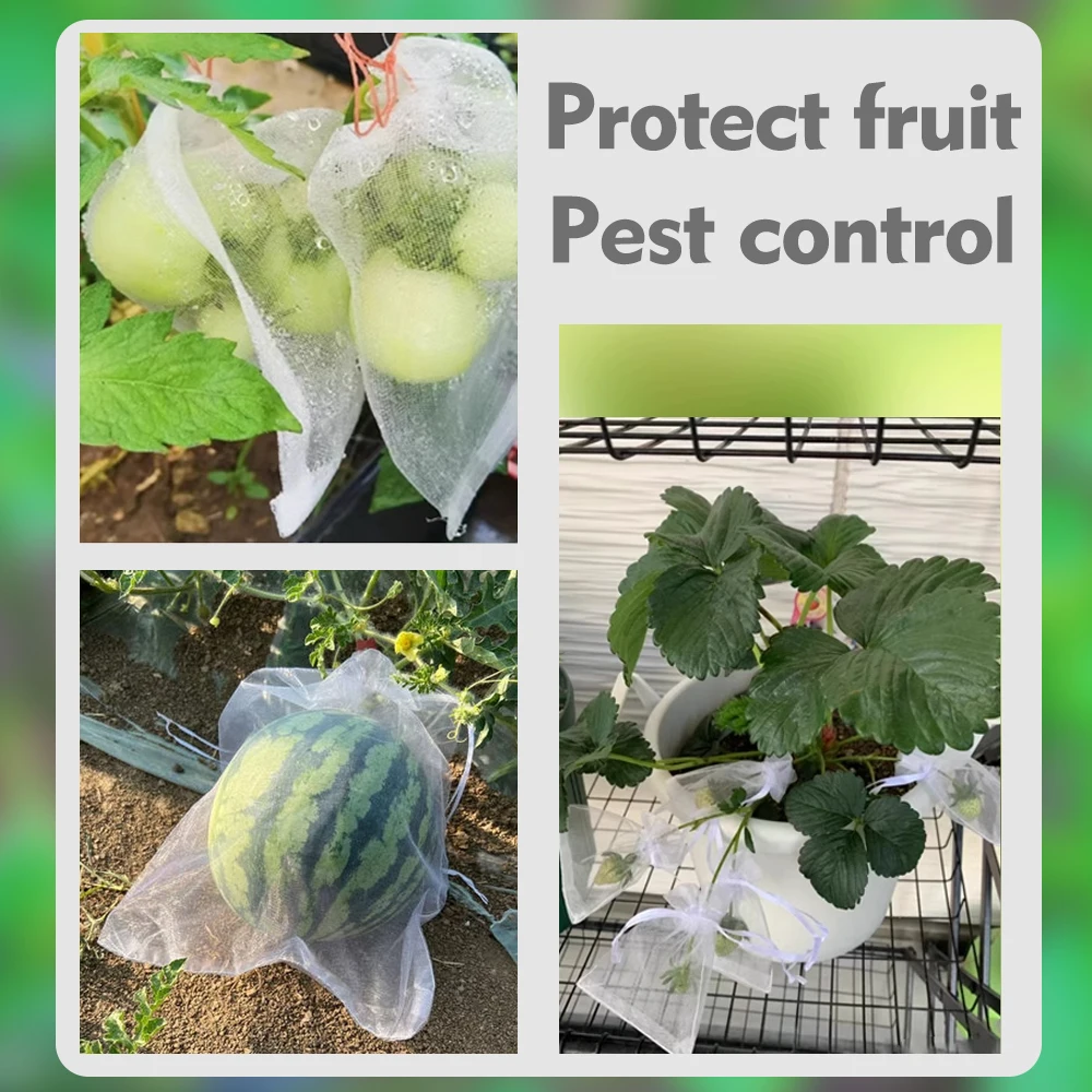 50pcs 22-color Garden Fruit Protection Bag Pest Control Anti-Bird Bagging Strawberry Grape Apple Breathable Netting Mesh Pockets