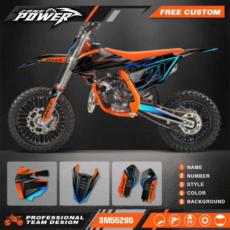 Powerzone Racing Custom Graphics Sticker Sheet Kit for KTM SX85 SX 85 2018 2019 2020 2021 2022 2023 2024 20