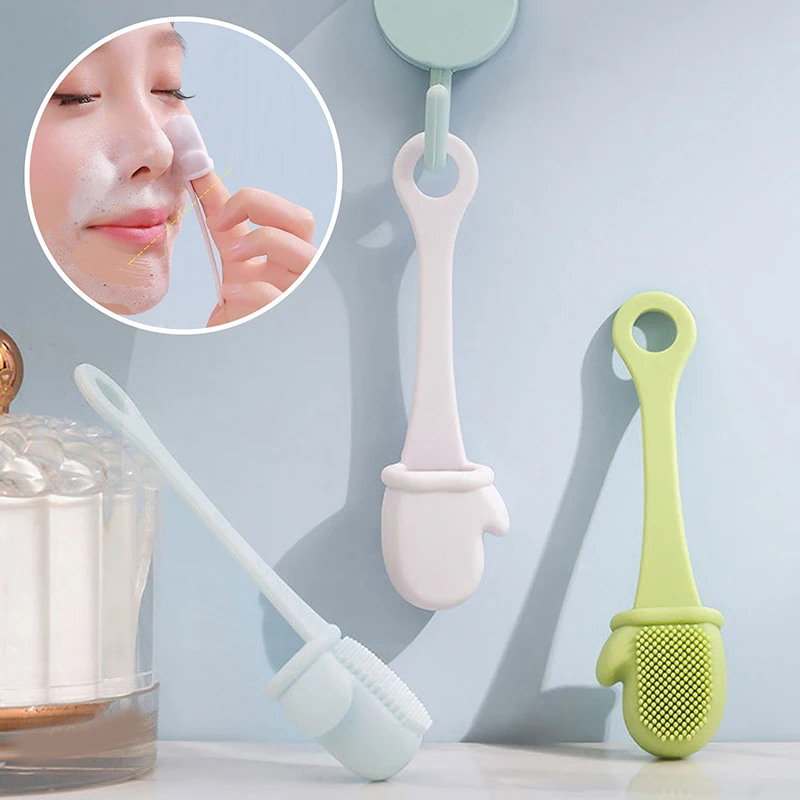 Escova de nariz de silicone limpador de poros faciais portátil escovas de massagem de cravo ferramenta de limpeza de beleza esfoliante nasal facial