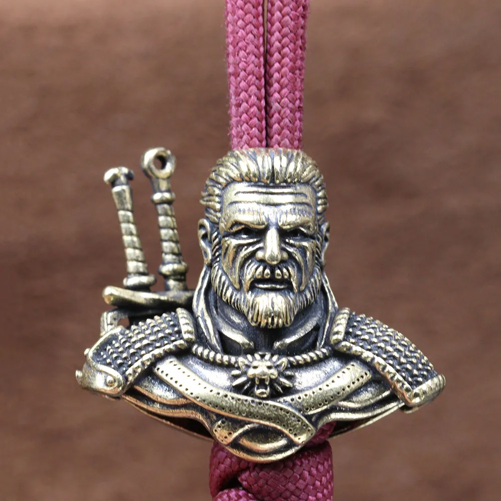 Wizard Warrior Brass Knife Beads EDC DIY Paracord Woven Bracelets Lanyard Pendants Accessories Outdoor Tool Hangings Charms