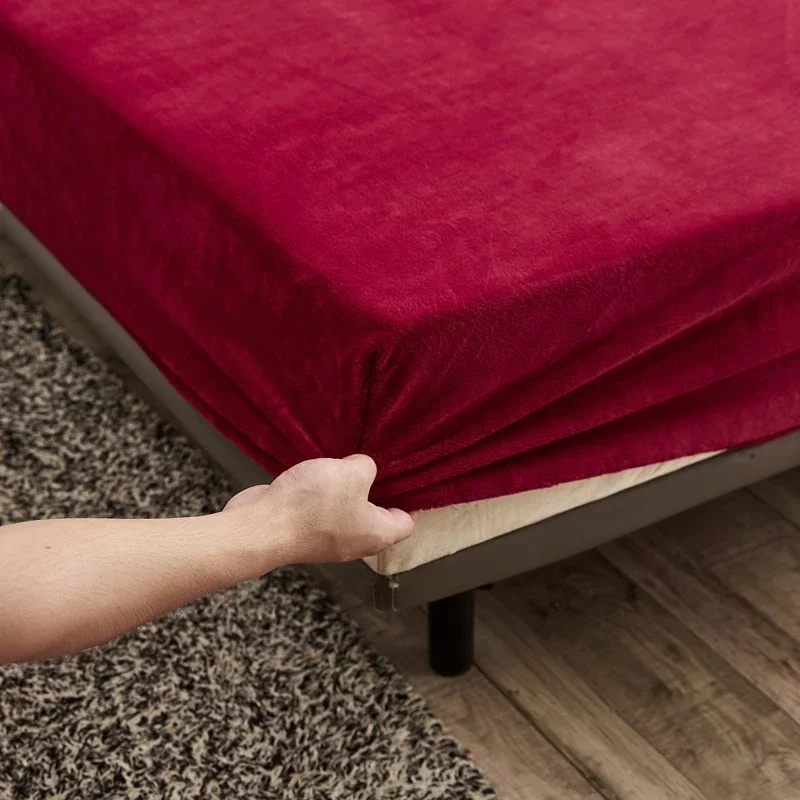 WASART Winter warm flannel elastic fitted sheet mattress cover thicken thermal bed sheet 2people luxury king size dust protector
