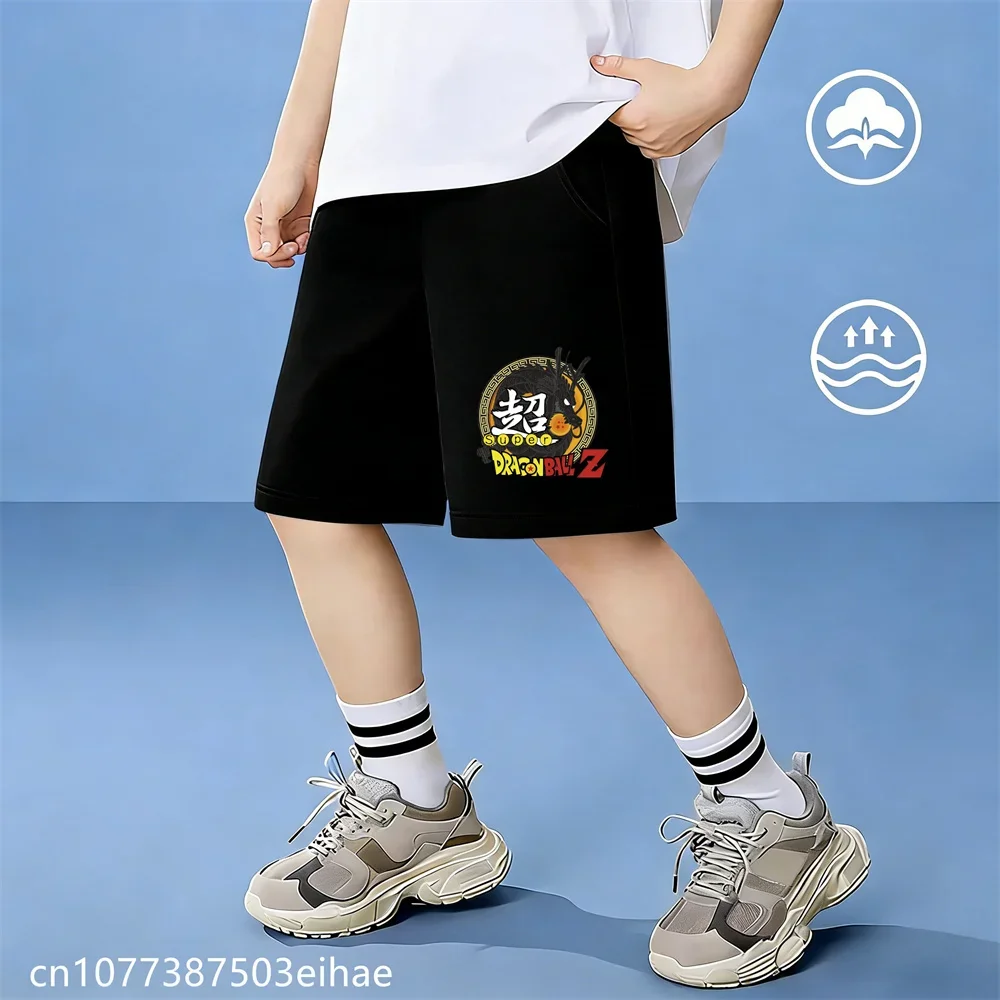 Kids Premium Cotton Summer Shorts with Classic Dragon Ball Cartoon Elements, Stylish Casual Loose Fit, Soft Breathable Fabric,