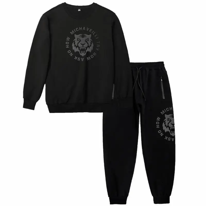 Große Größe Männer Kleidung Sporta nzug lose Freizeit Langarm Sweatshirt lange Hosen zweiteilig Frühling Herbst Hosen Anzug Pullover