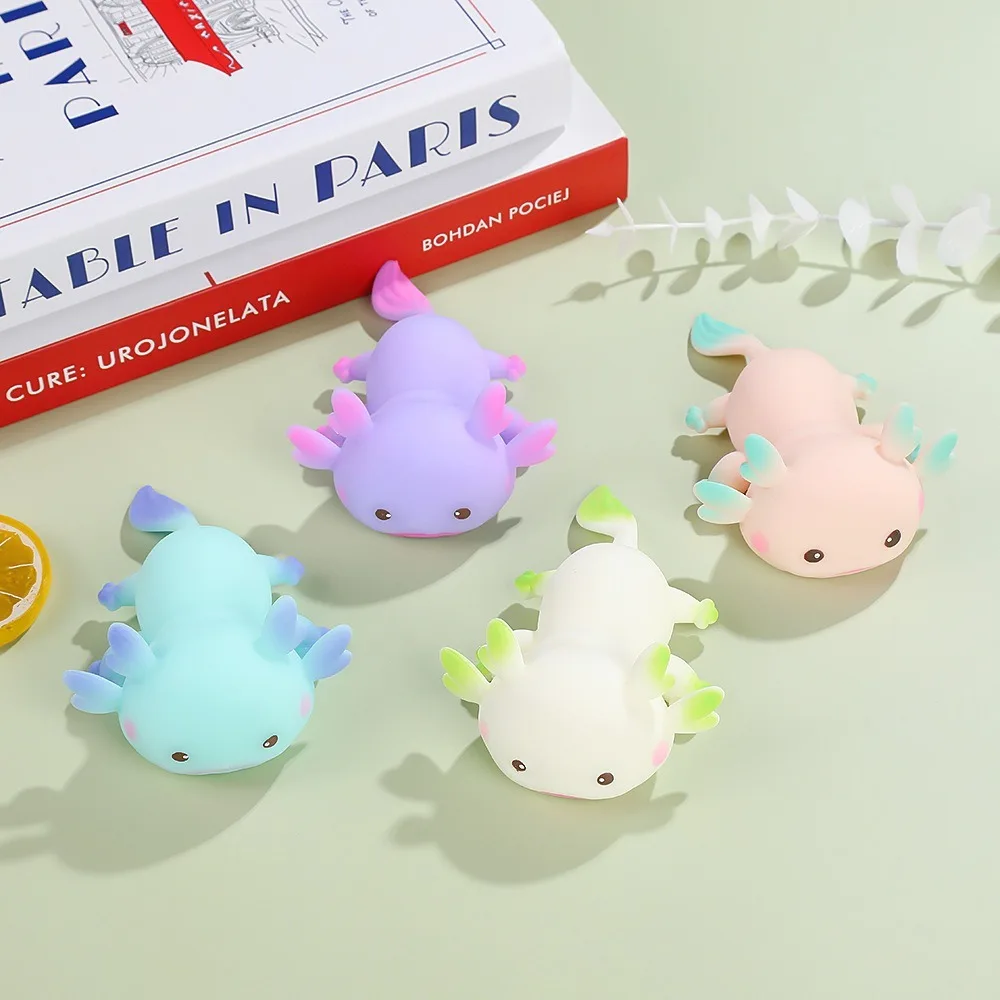 Relaxing Cute Axolotl Squeeze Stress Relief Stretch Design Cartoon Fish Squishy Fidget Multiple Color Slow Rebound For Adult