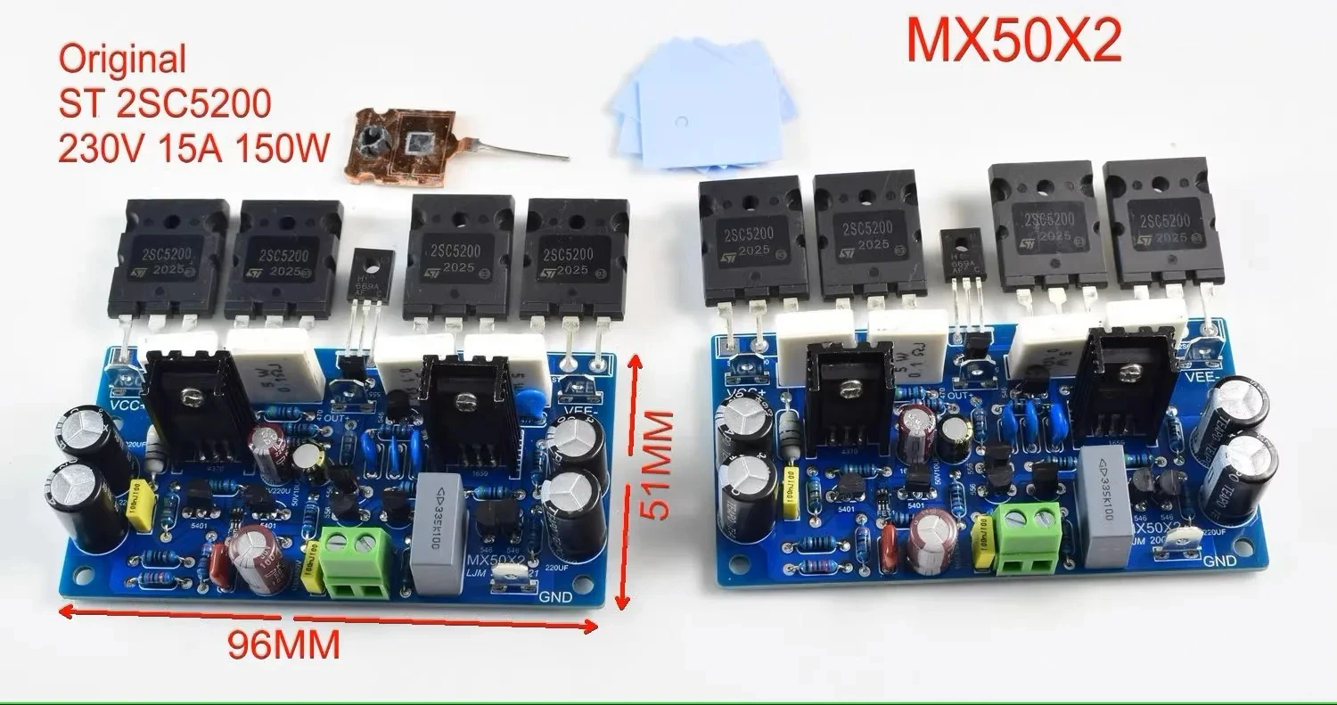 2 CH MX50X2 Single-ended ST 2SC5200 Power amplifier DIY Kit/Finished board 200W 8R