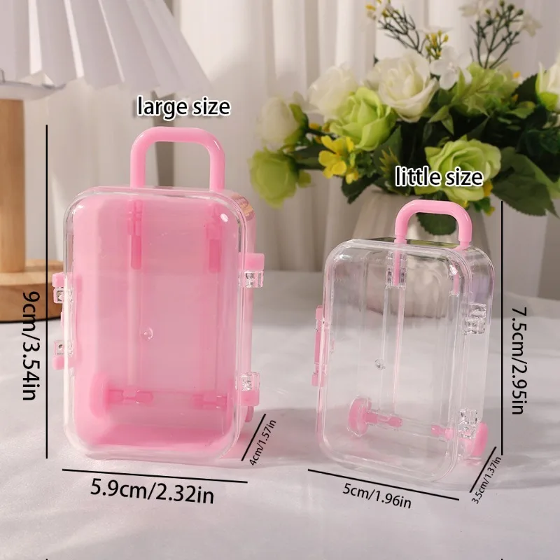 Creative Suitcase Jewelry Box Small Mini Plastic Transparent Luggage Trolley Case Storage Boxes Earrings Necklace Ring Gift Box