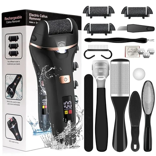 Lima de pies eléctrica para talones, herramienta profesional para el cuidado de los pies, resistente al agua, recargable, USB