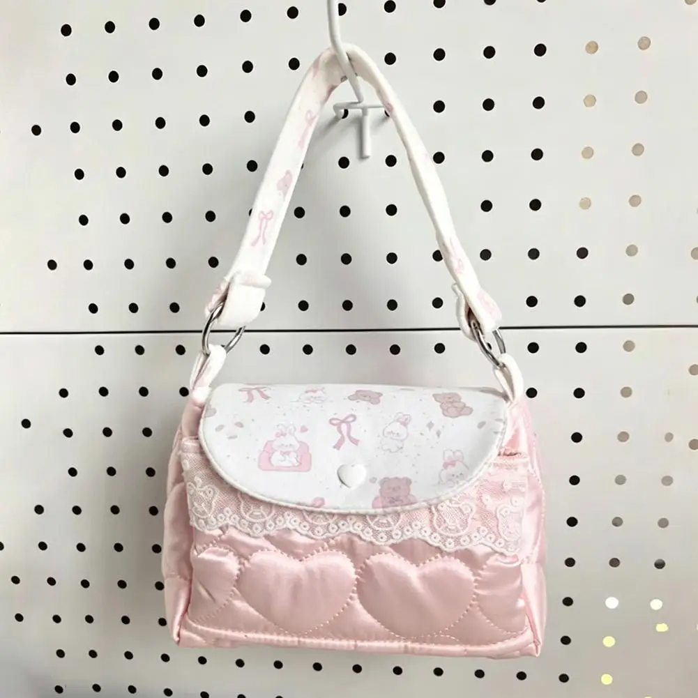Kawaii Niedliche Bären-Schultertasche, Herz-Stepp-Handtasche, 3-lagiger Spitzen-Aufbewahrungsbeutel für Frauen und Mädchen, Handtasche im koreanischen Stil – Detail 7