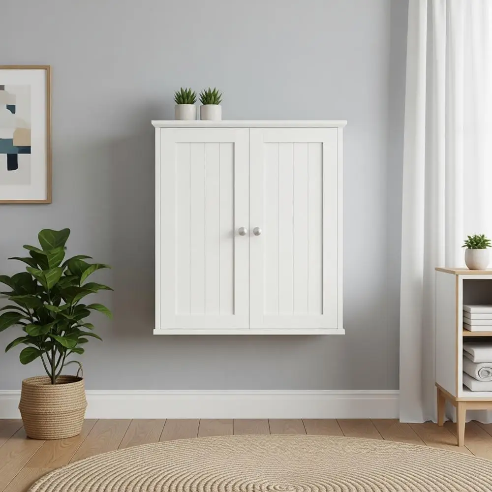 

Трехуровневый шкаф для хранения над унитазом с 2 дверцами, белый