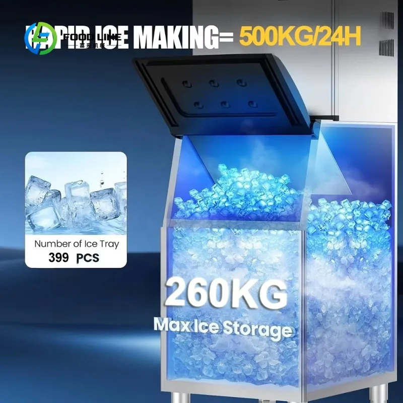 Customized 500KG Commercial Ice Maker High Output Reliable Durable Industrial Ice Machine for Restaurant Bar Energy Saving