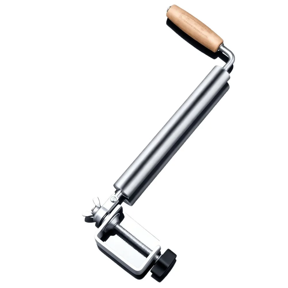 360 Degree Rotating Stainless Steel One-handed Rolling Pin Non-Stick Smooth Surface Dough Roller Wood Handle Comfortable Grip