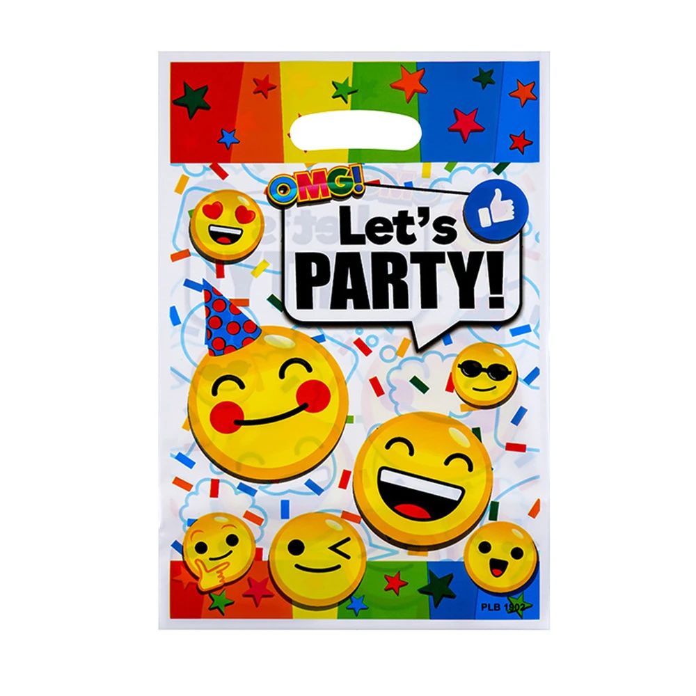 10pcs Cute Smiling Face Party Gift Bags Candy Bags Child Party Loot Bags Boy Girl Kids Birthday Party Favors Supplies Decor