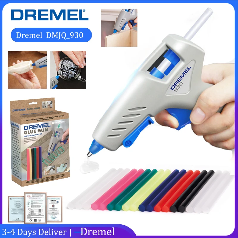 dremel pistola de cola quente profissional engrenagens calor rapido mm cola bastao saida 0165 original pistola de cola 18 pcs 01