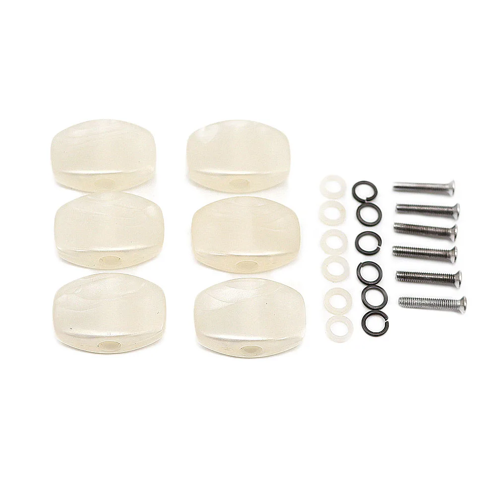 6pcs White Pearl /Brown Tuning Key Guitar Tuners Machine Head Buttons oblong Buttons for Electric Guitar