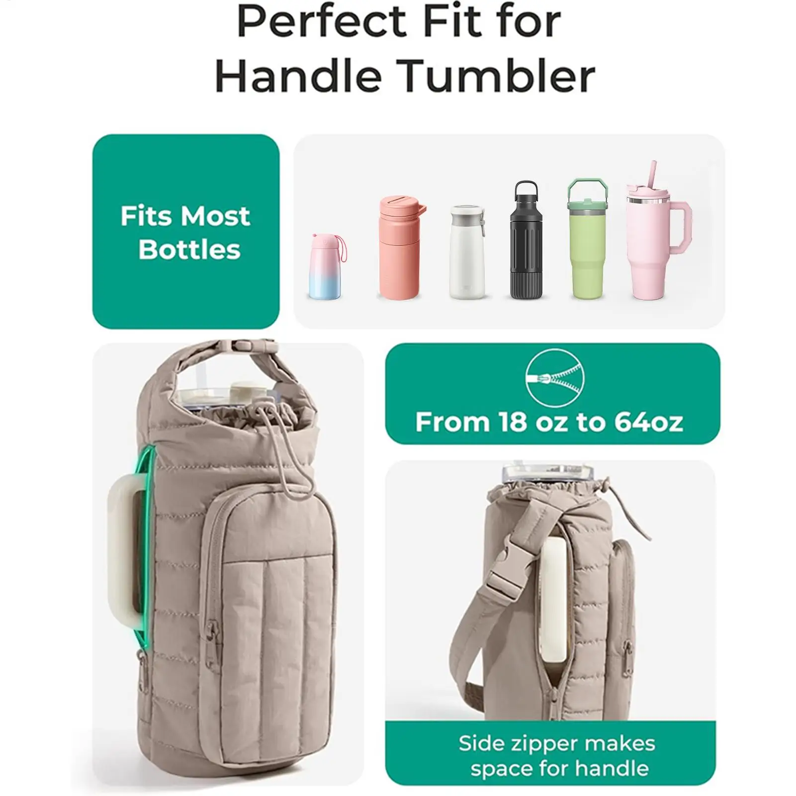 

Регулируемый держатель для бутылки с водой с ремешком, сумка для напитков через плечо, сумка для бутылки с водой для прогулок, пеших прогулок, тренажерного зала, путешествий, кемпинга, зимы