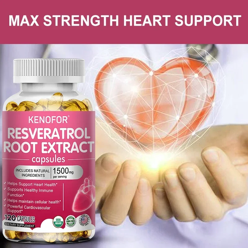 Resveratrol 1500 Mg - Antioxidant Supplement, Anti-aging, Boosts Immunity, Metabolism, Heart Health, Cellular Health