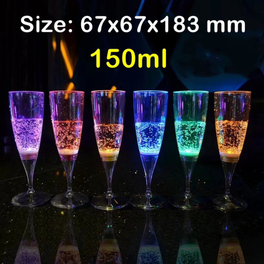 6Pcs/lot Liquid Active LED Cup Champagne Beer Wine Water Drink Flash Cup Glow Light Flashing Cups For KTV Party Bars Popular