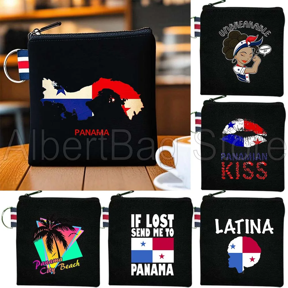 

Panama Country Map Flag Panamanian Customized Gifts Cute Canvas Coin Purse Small Key Travel Storage Card Bag Cotton Wallet Pouch