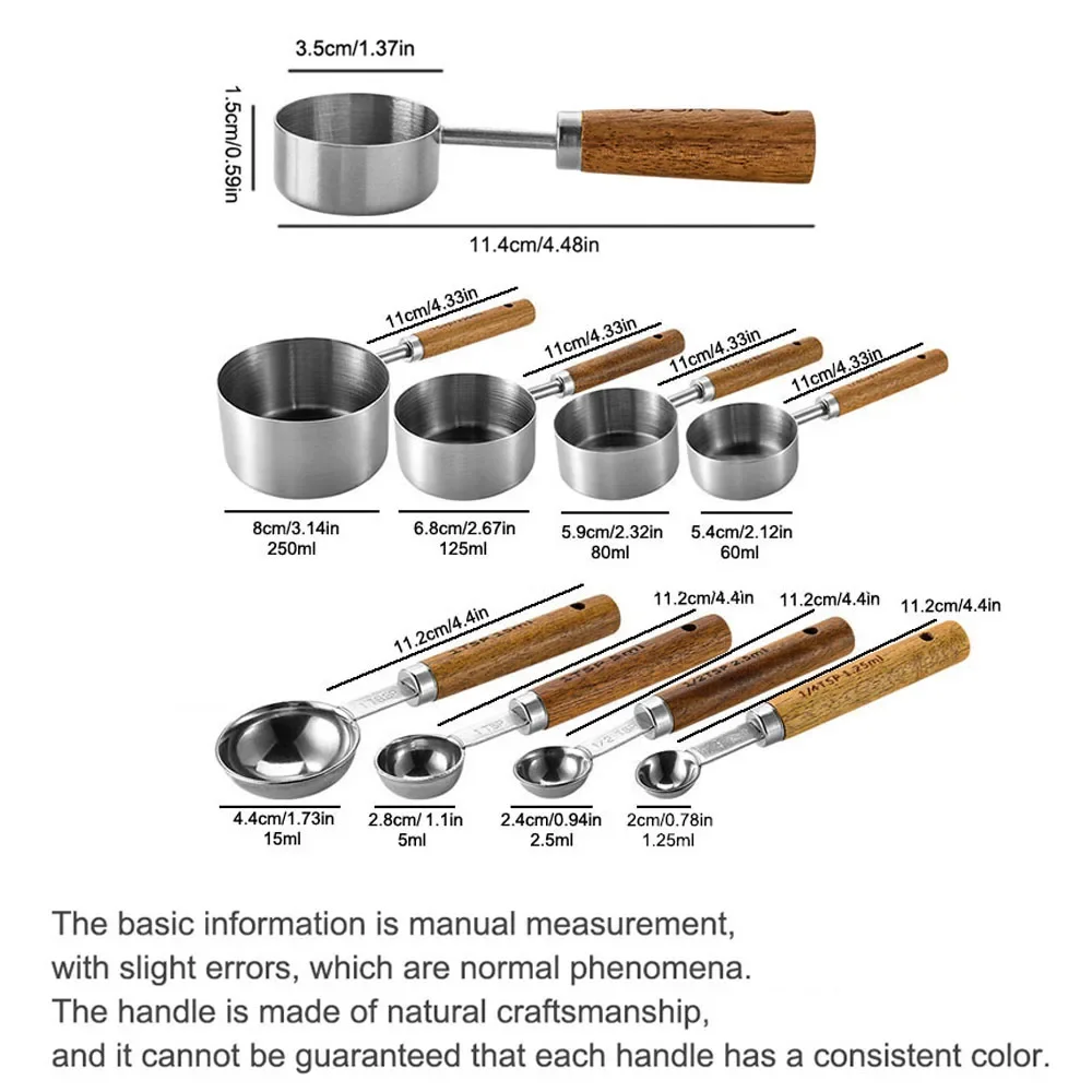 1/4/8Pcs Measuring Spoon Set Stainless Steel Multifunctional Cookware Portable Heavy Duty Kitchen Gadgets Baking Seasoning Spoon
