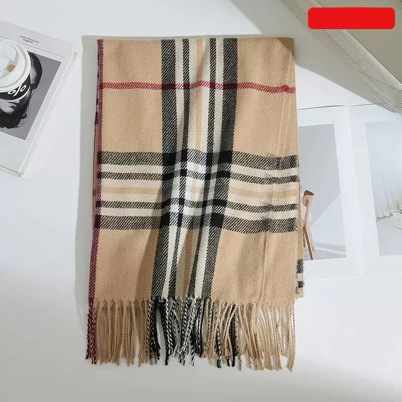 1Pcs New Autumn and Winter Men's Faux Cashmere Scarf, Warm Neck Warmer, Korean Style British Plaid Versatile Trendy Men's Scarf, the Best Choice for Men, a Must-Have Item for Winter