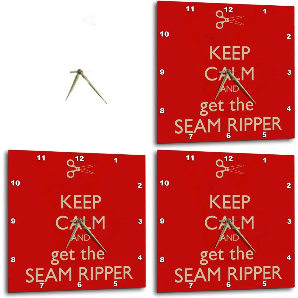 

15 Red & White Wall Clock - Stay Calm, Use Seam Ripper