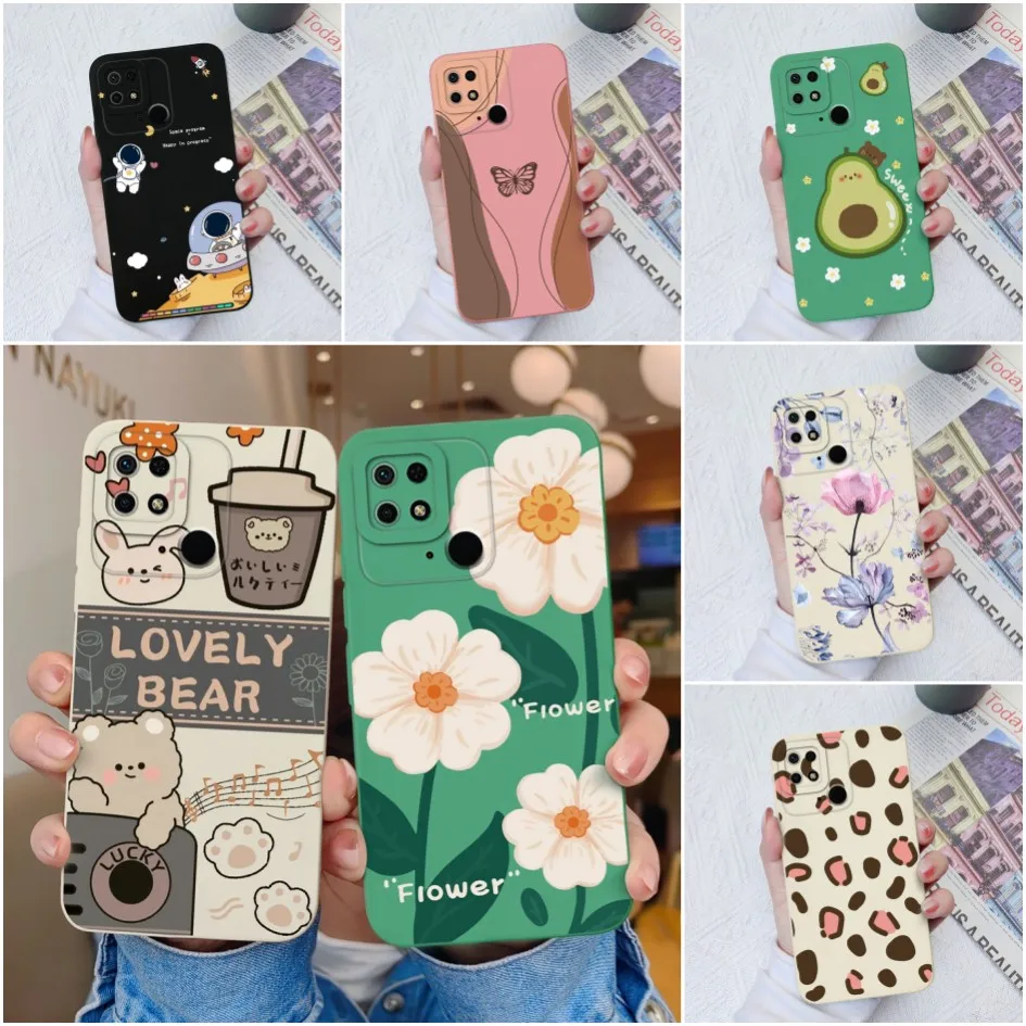 Phone Case For Xiaomi Redmi 10C 10 C 10 Power Shockproof Cover Astronaut Butterfly Liquid Silicone For Redmi 10Power Funda Shell