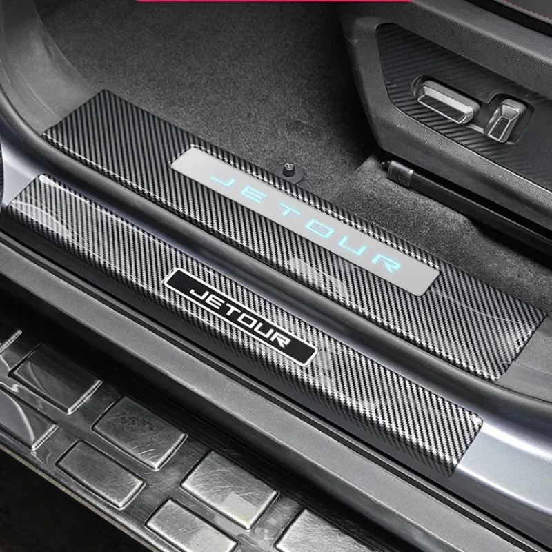 For Chery Jetour T2 Traveler Threshold Strip Welcome Pedal Protective Plate Modification Carbon Fiber Door Side Skirt Accessory