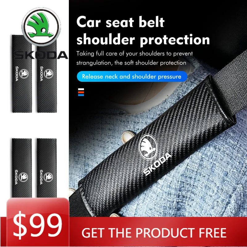 

Carbon Fibe Car Seat Belt Pads Shoulder Cover Auto Accessories For Skoda Octavia A5 A7 RS Fabia Superb Rapid Karoq