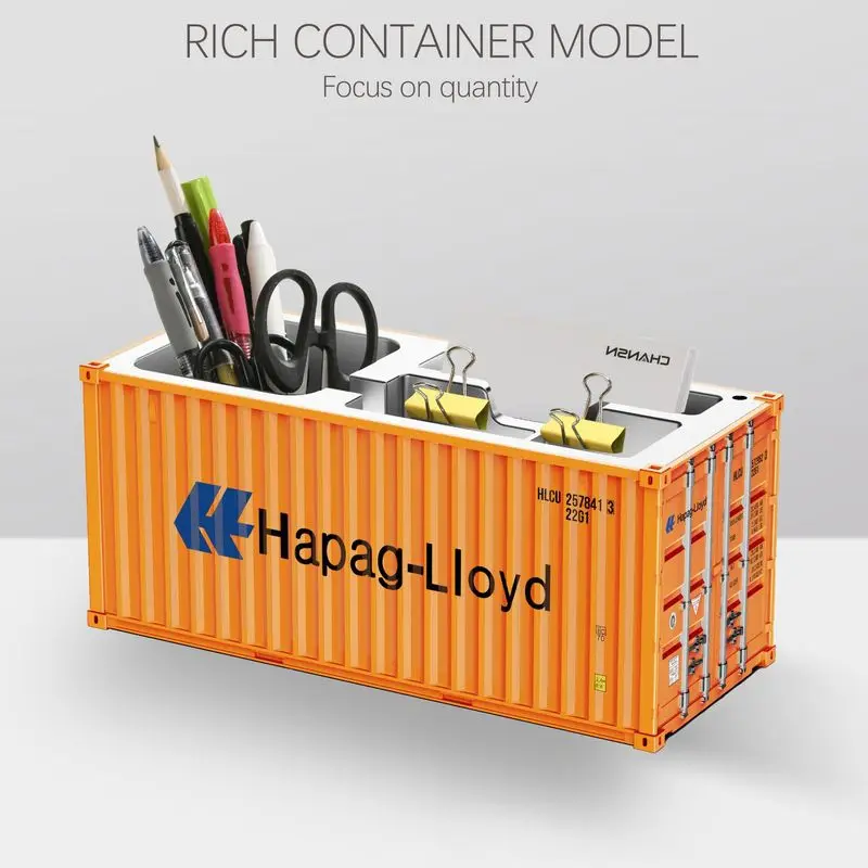 Miniature Realistic Shipping Container Model Simple Multifunctional Office Desktop Pen Holder Storage Box Home Decor Craft