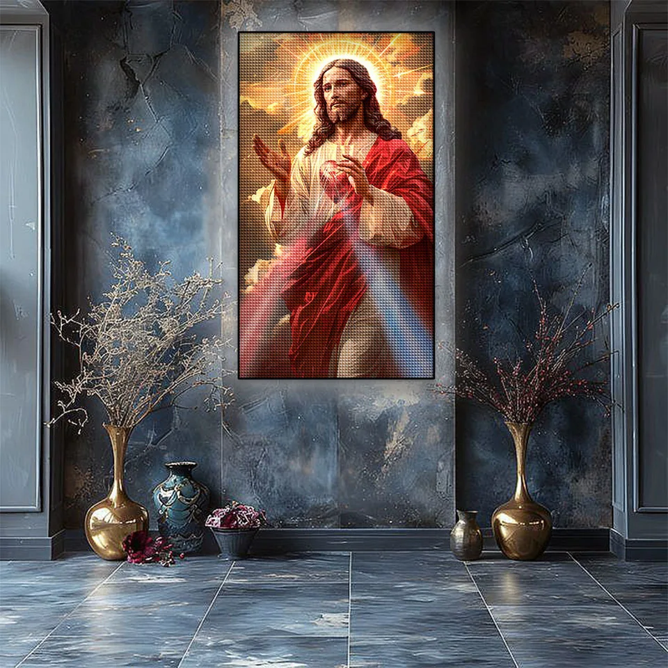 DIY Allah Jesus Mosaic Painting, 5D Diamond Art, Square, Round Rhinestone, Handmade Cross Stitch, Home Wall decoratetion, Gift