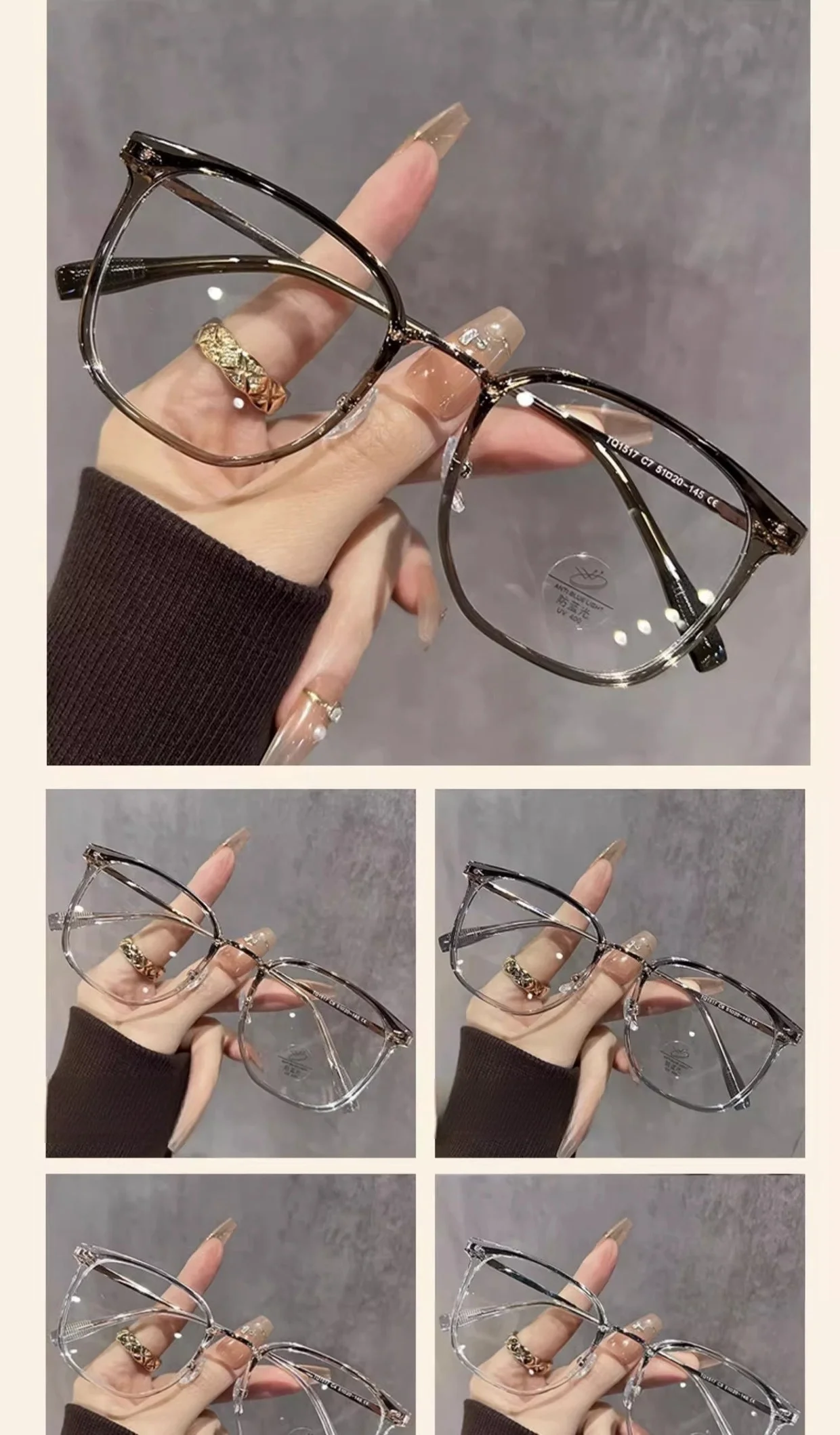 Tr90 Brillen gestell Retro quadratische und runde Damen brillen rahmen modische braune optische Brillen rahmen Frauen 1517 – Detail 9