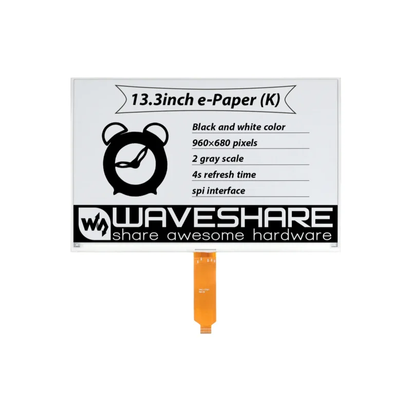 

Waveshare 960×680, 13.3inch E-Ink Raw Display, SPI interface, without PCB Paper-Like Displaying Without Electricity