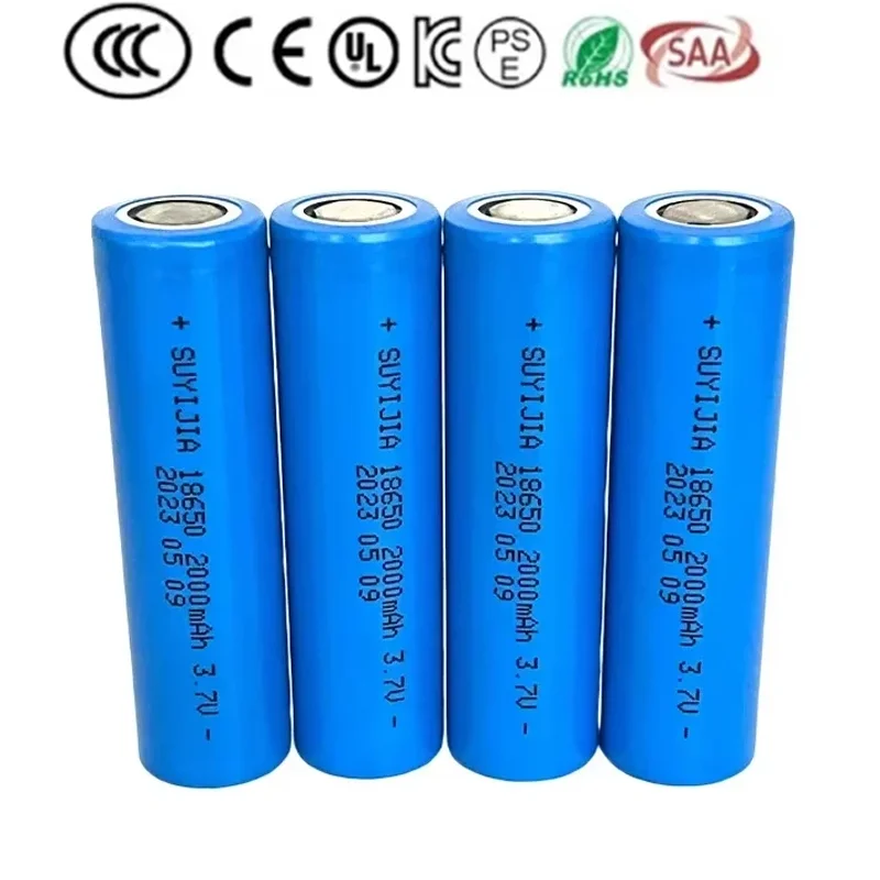 18650 Battery 3.7V 2000mAah Lithium Li-ion Rechargeable Batteries for Strong Light Flashlight Medical Equipment Power Tools