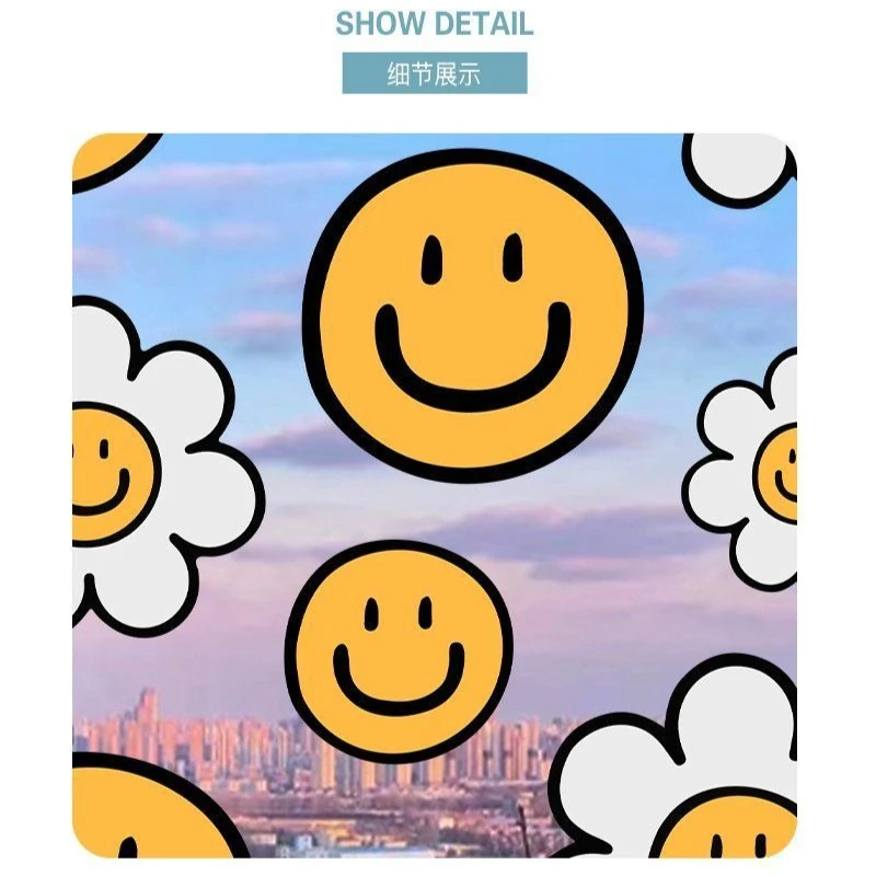 Korean-style Static Cling Wall Decals Sunflower Glass Storefront Anti-collision Stickers Waterproof Desserts Shop Decorations view 5