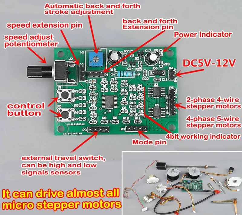 Multi-function Micro Stepper Motor Drive Board Speed Controller Module Switch 2-phase 4-wire 4-phase 5-wire Deceleration