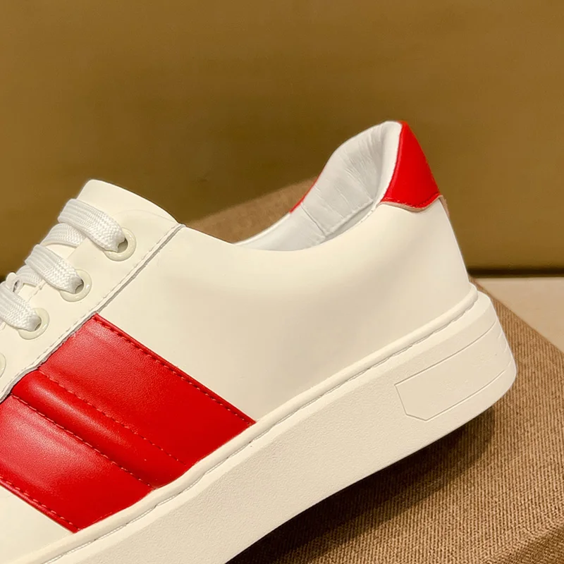 

Paris Luxury Men's Casual Sneakers Breathable Leather Flat Heel round Toe Daily Wear Comfortable Rubber Outsole Faionable