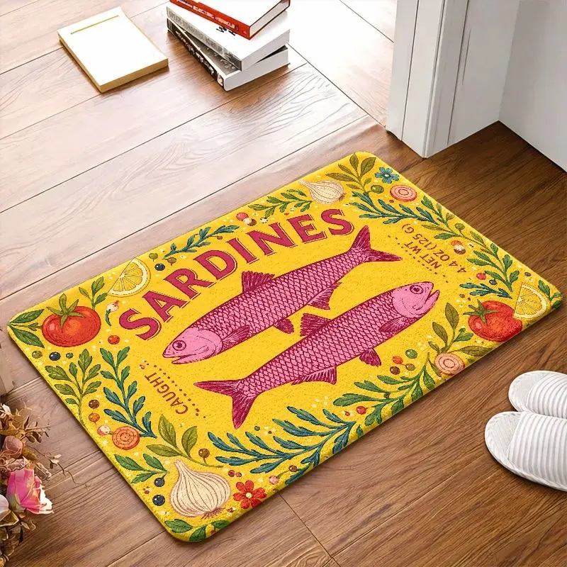 VIKAMA Retro Sardine Doormat, Soft Non-Slip Indoor/Outdoor Entry Rug, Kitchen Runner Carpet, Home Decor