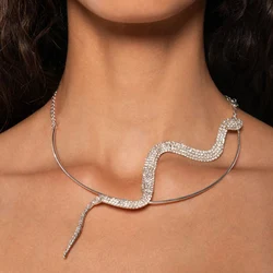 Fashion Punk Snake Necklace Elegant for Women Luxury Decoration Rhinestone Collar Choker Necklace Holiday Party Jewelry Gifts