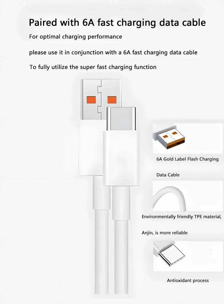 جديد 90 واط 6A توربو شاحن سريع محول الشحن سريع USB نوع C كابل شحن ل Redmi نوت 13 14 برو Mi 15 14 الترا #4