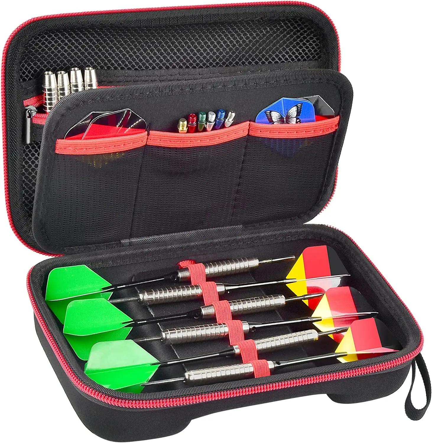 Dart Case Holder for 6 Steel Tip and Soft Tip Darts, Darts Carrying Storage Box Compatible with Dart Tips Set Plastic Dart Tips