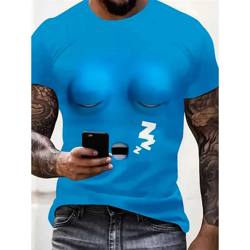 Funny Cartoon Face Pattern T Shirt For Men Fashion 3D Printed Tees Summer Casual Short Sleeve Round Neck Tops Oversized T-Shirts