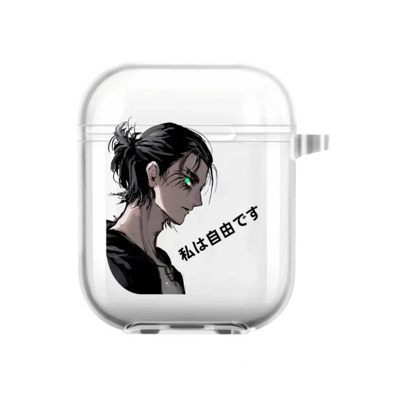 Anime Attack on Titan Transparent Case for Airpods Pro 3 2 1 Shingeki No Kyojin Levi Eren Yeager Airpod Cases TPU Earphone Cover