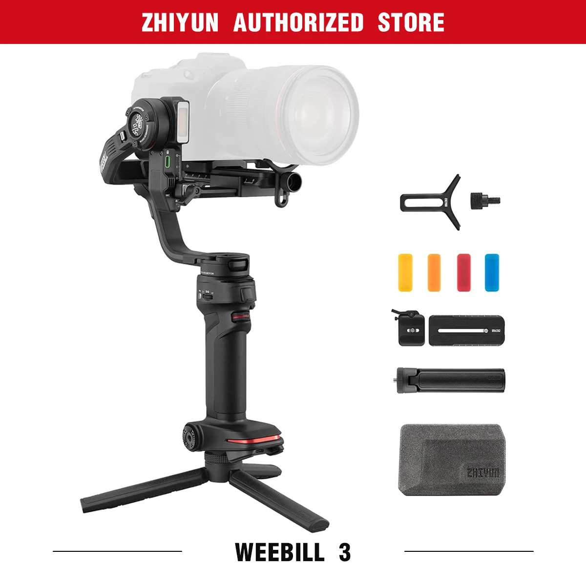 ZHIYUN Weebill 3 3-Axis Gimbal Stabilizer for DSLR and Mirrorless Camera,Nikon Sony Panasonic Canon Fujifilm BMPCC 6K,Fill Light