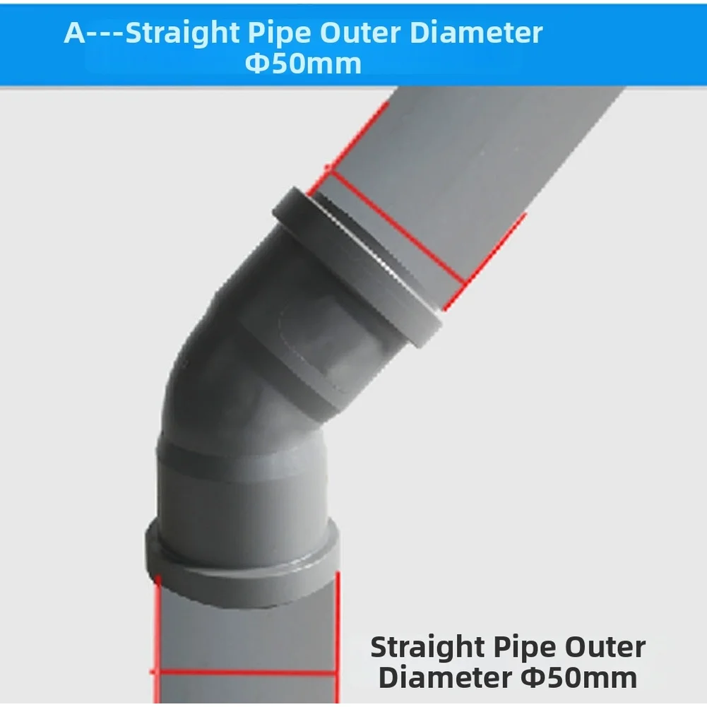 50mm Plastic Pipe Connector 135 Degree Angle for Drainage Line Installation Quick Connect No Glue Needed Robust Material